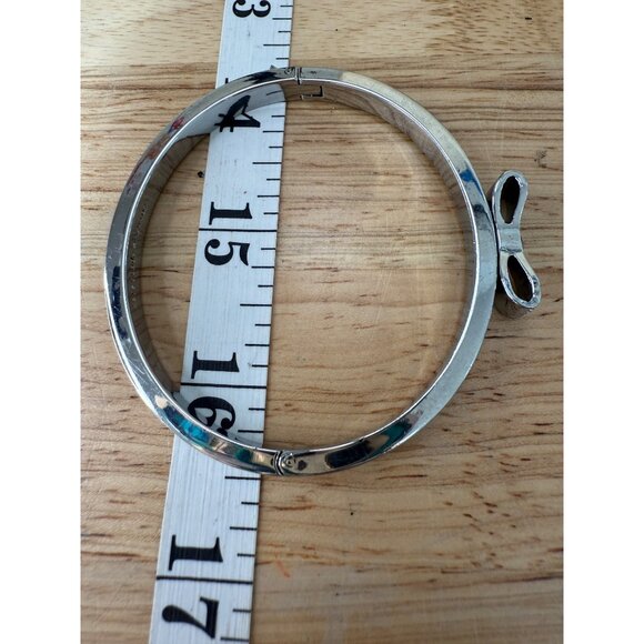 Kate Spade Silver-Tone Bow Hinged Bangle Bracelet With Rhinestones For Women - Picture 4 of 8